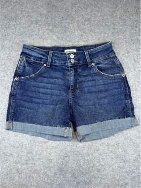 M Jeans Denim Shorts Women Size 8 Mid Rise Dark Wash Cuffed Hem Summer Mom Jorts